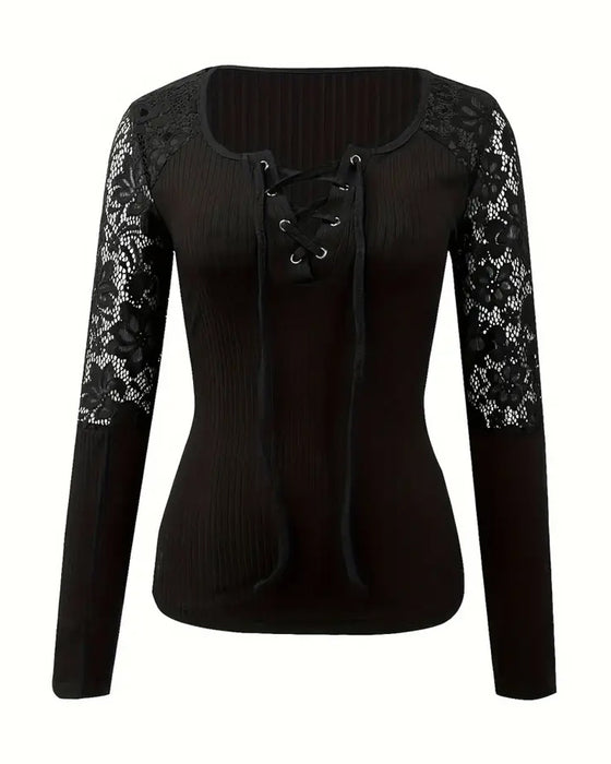 Bluse Mit Bindekragen Gestrickt
