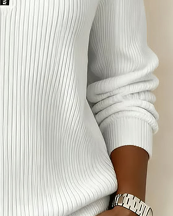 Casuales uni Sweatshirt mit Halbreißverschluss