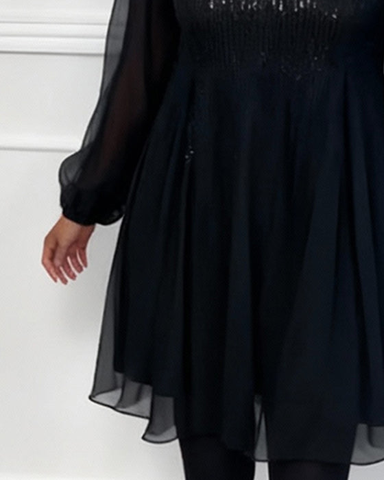 Kleid Runder Halsausschnitt Modisch Unifarben Locker