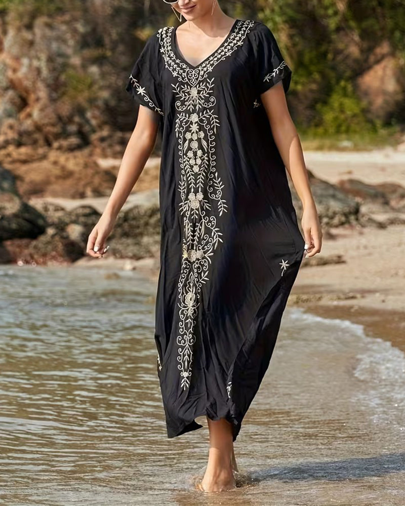 Kleid Ethno-Stil Retro Kurzarm