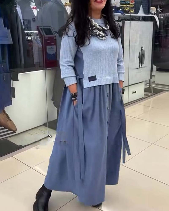 Kleid Casual Colorblocking Rundhalsausschnitt