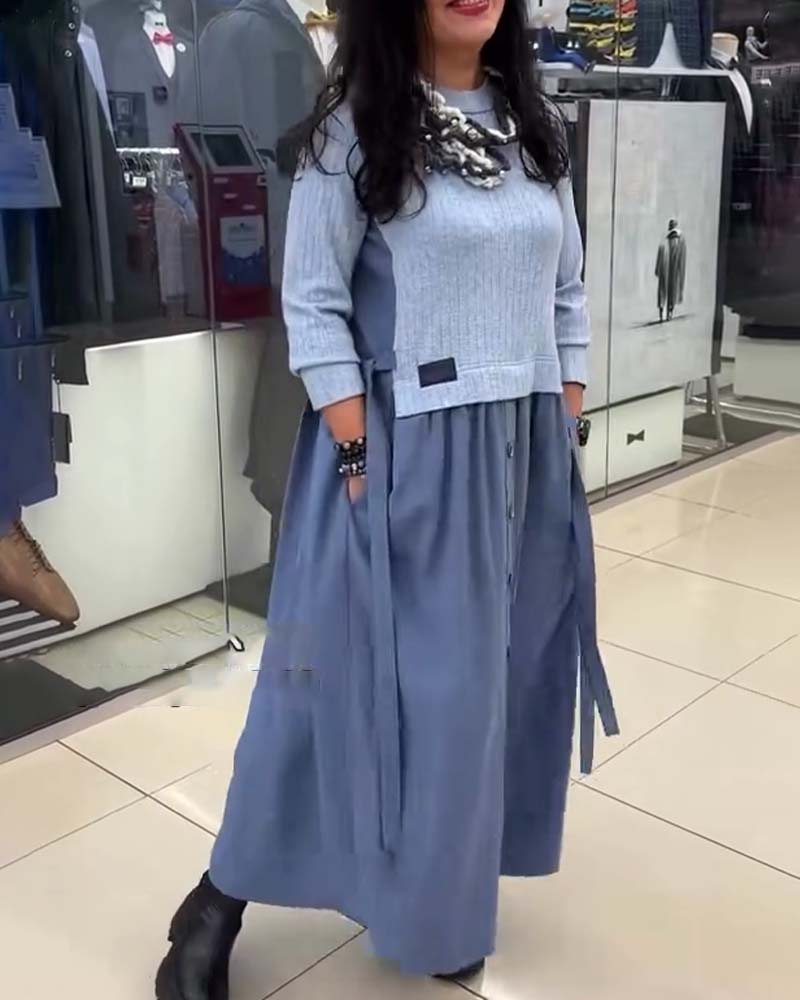 Kleid Casual Colorblocking Rundhalsausschnitt