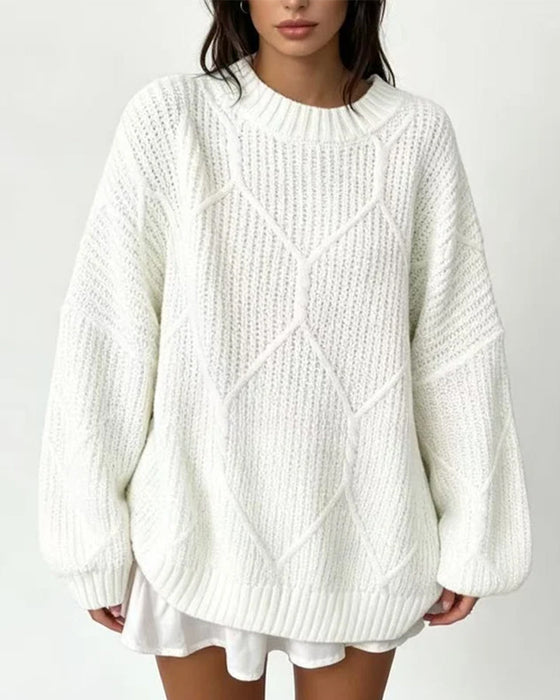 Pullover Einfarbig Langarm