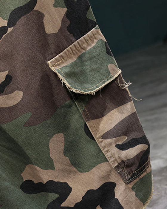 🔥 Herren Cargo-Shorts Camouflage Mit Nieten