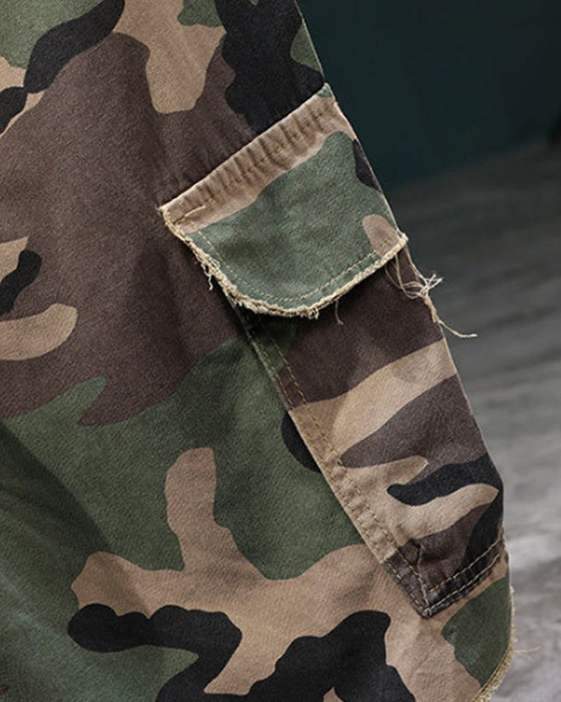 🔥 Herren Cargo-Shorts Camouflage Mit Nieten
