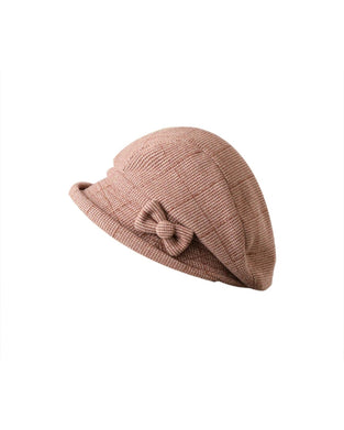 Damen Elegante Karomuster Schleife Dekor Baskenmütze