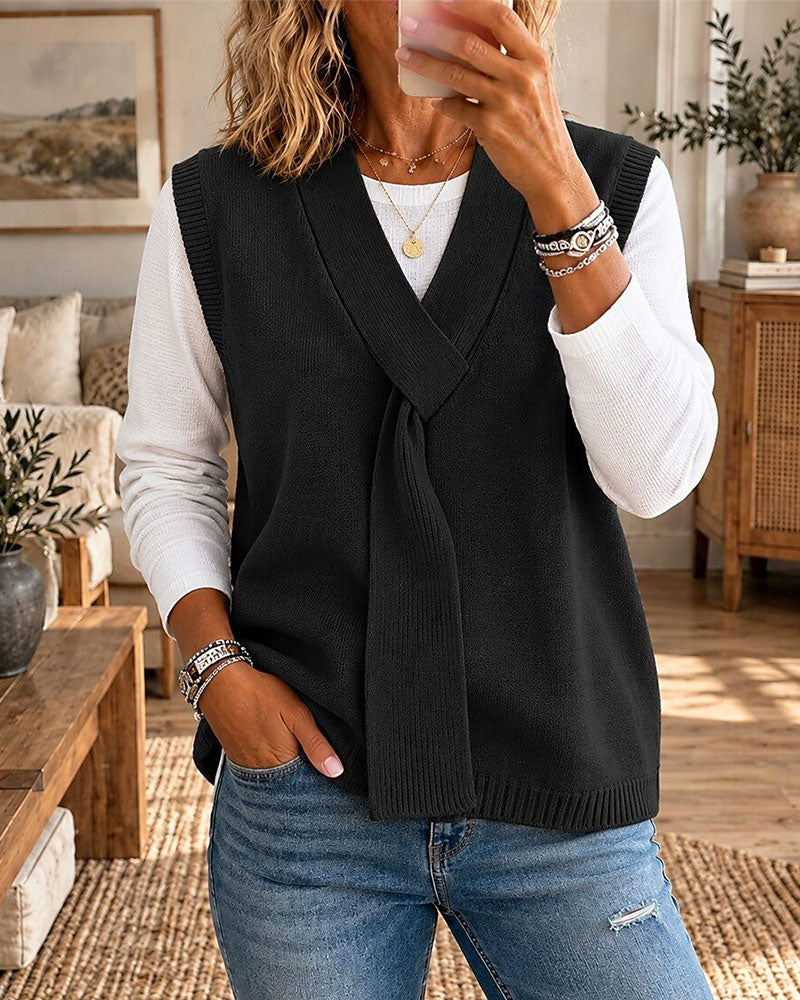 Weste Ärmellos V-Ausschnitt Pullover