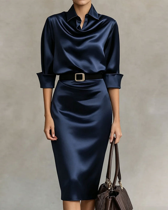 Kleid Hemdkragen Lagen A-Linie