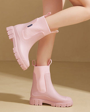 ☔️Stiefel Wasserdicht Rutschfest Dicke Sohle Mittelschaft