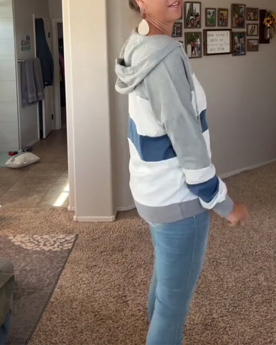 Sweatshirt lässig locker gestreift mit Kapuze