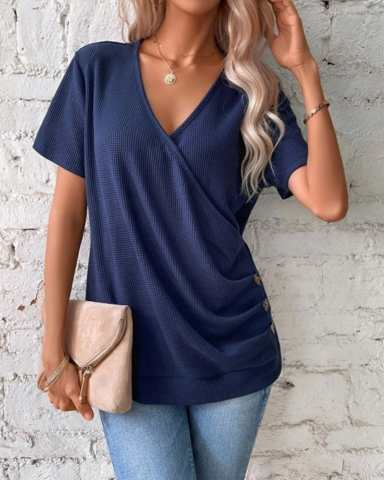 T-Shirt mit V-Ausschnitt gestrickt
