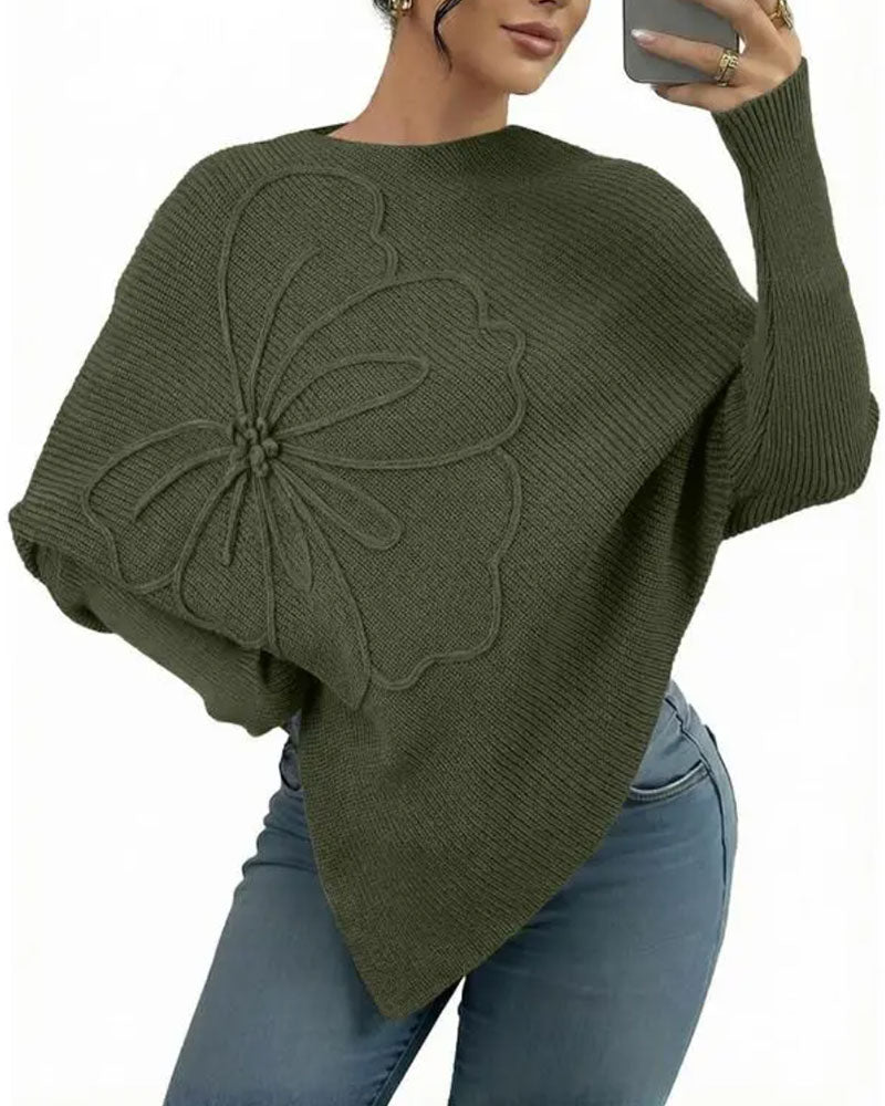 Pullover Stilvoll Blumig Unregelmäßig