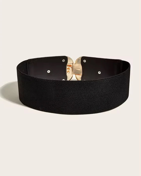 Vintage Goldene Schnalle Hoch Elastischer Leder Gürtel Für Damen