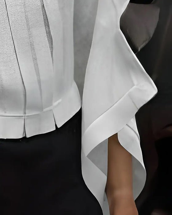 Bluse locker einfarbig plissiert