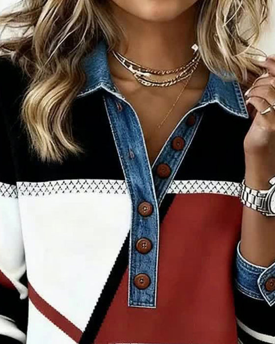 Langarm Sweatshirt mit Colorblocking und Freizeit-Look