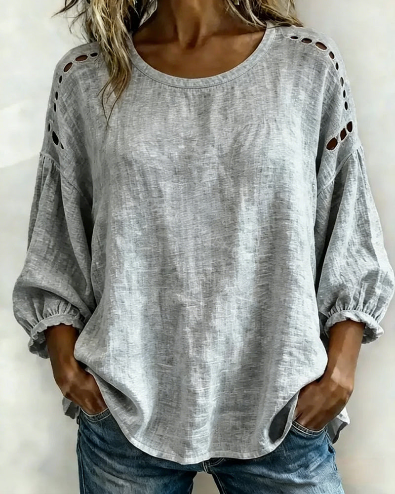 Bluse Durchbrochen 100% Baumwolle