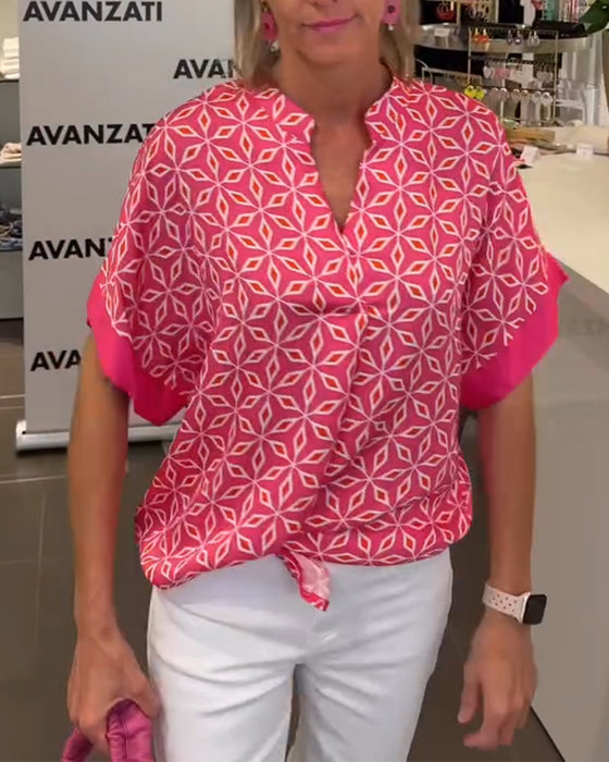 Bluse V-Ausschnitt Druck