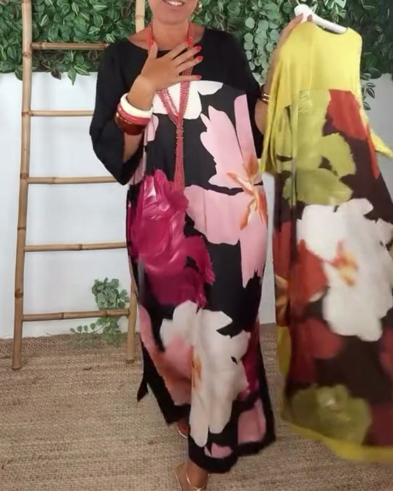 Kleid lässig locker Rundhals bedruckt