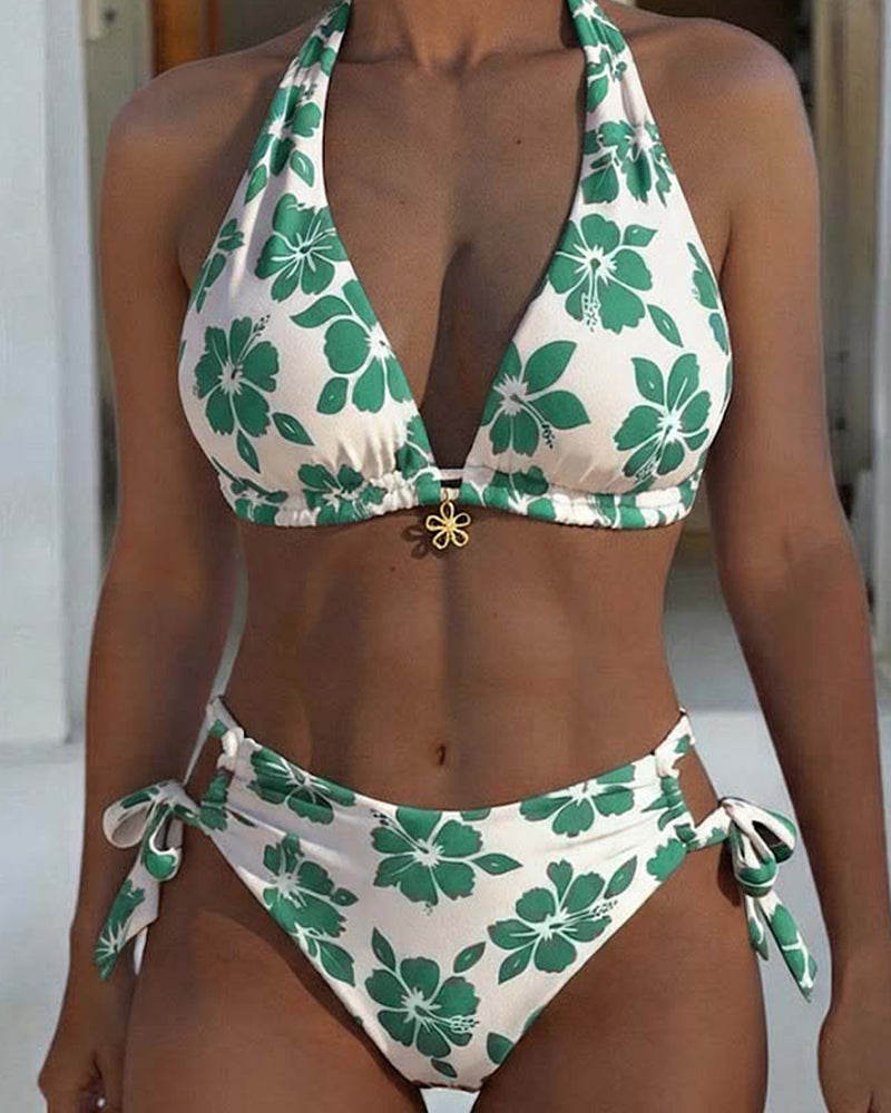 Bikini Hibiskus Druck Halter