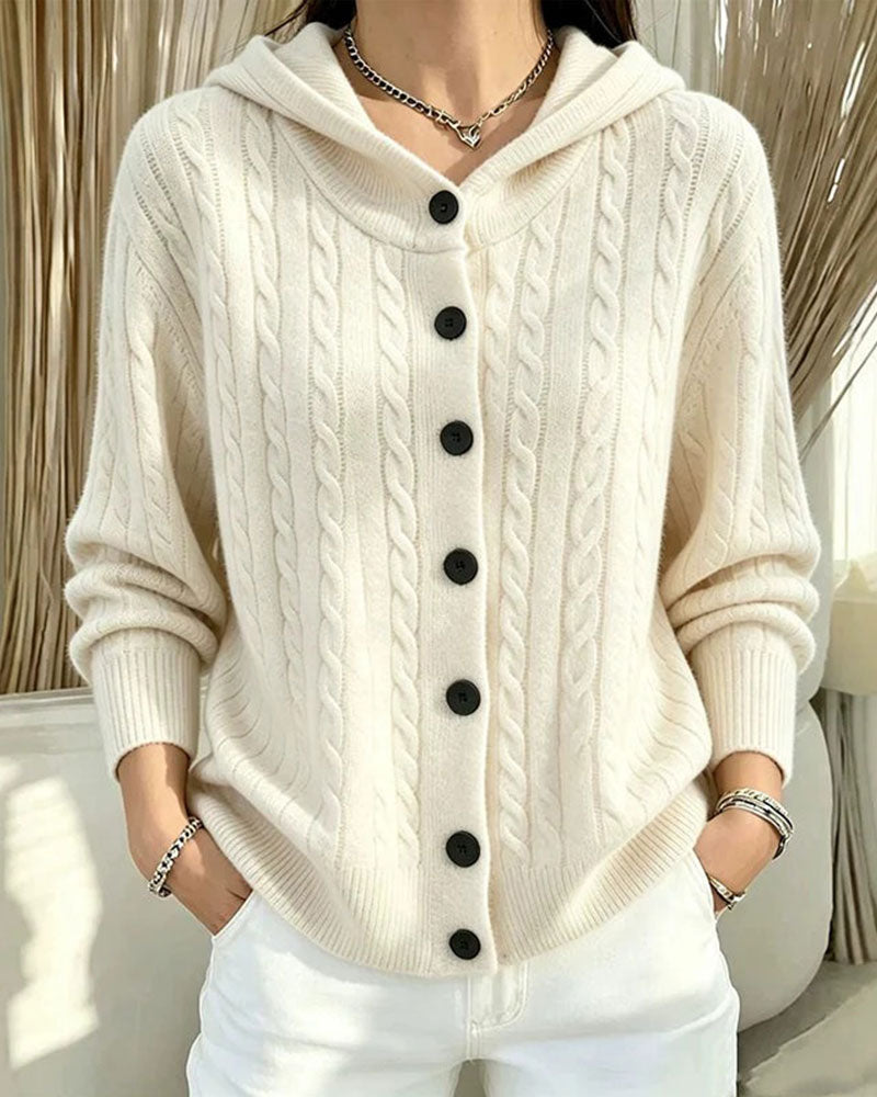 Cardigan Mit Kapuze Offen Vorne Gestrickt