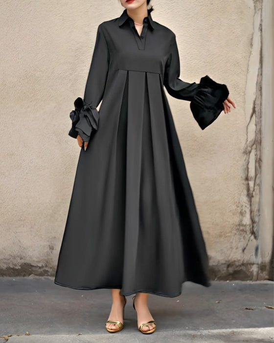Kleid Mode Hemdkragen ausgestellt