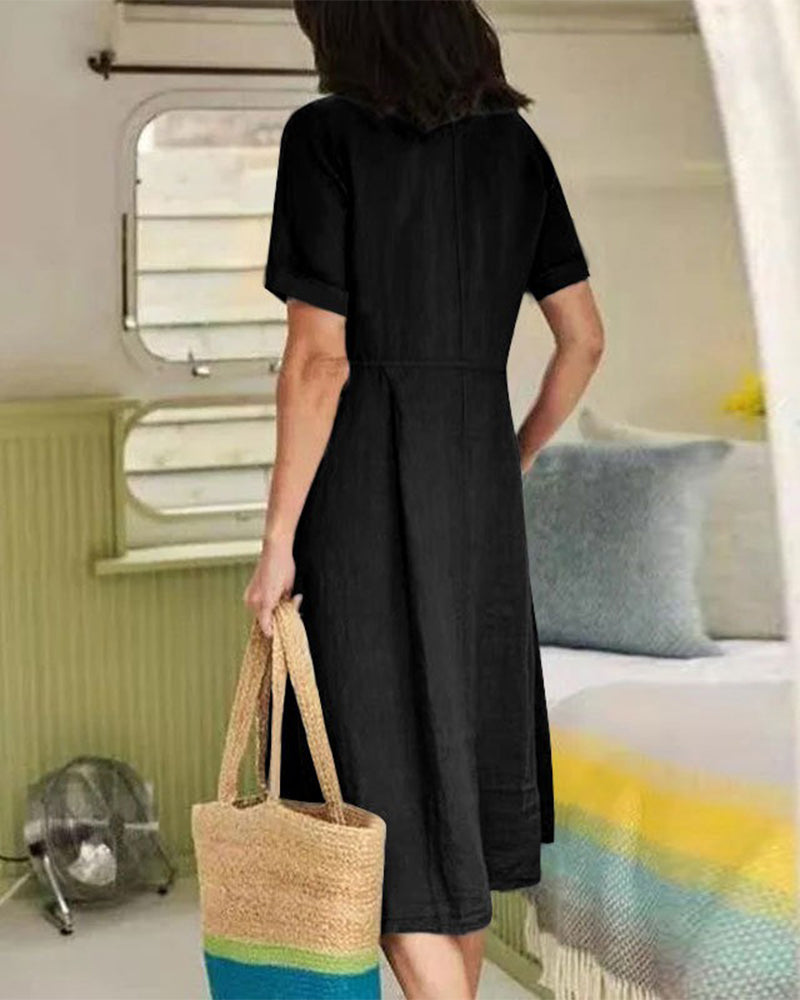 Kleid Lässig Einreihig