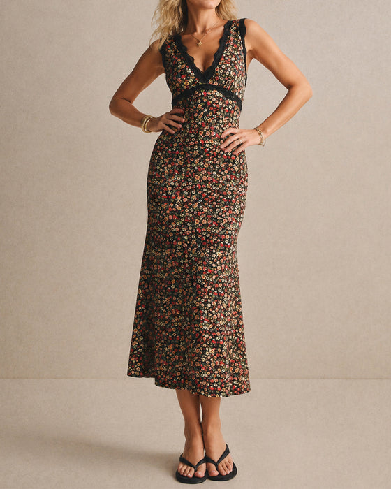 Kleid Lässig V-Ausschnitt Spitze