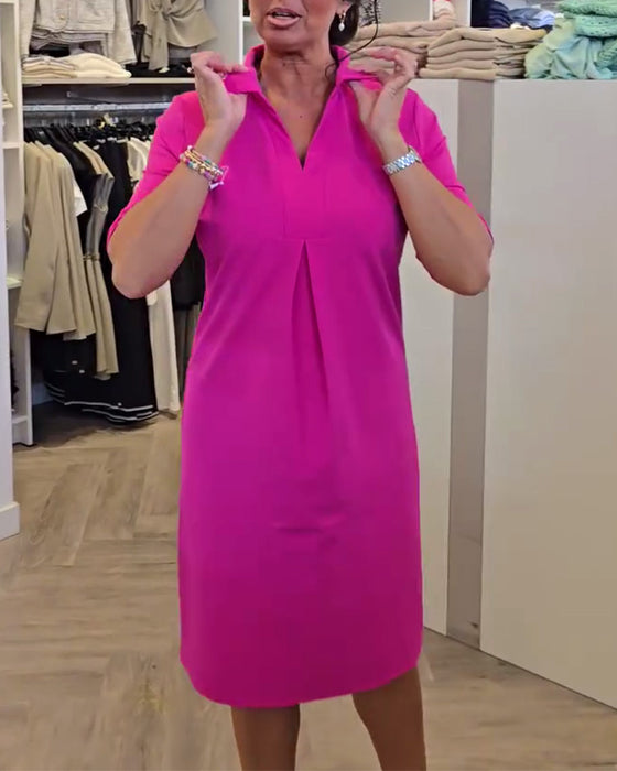 Kleid mit Reverskragen Lässig Unifarben
