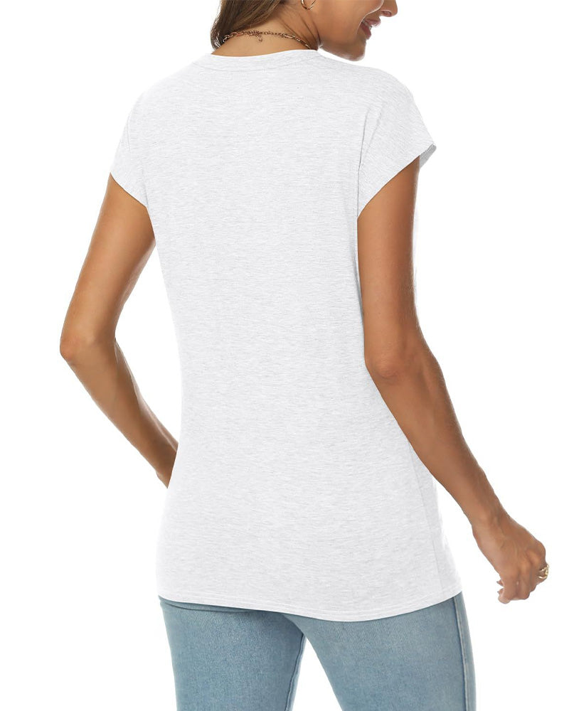 T-Shirt Pullover V-Ausschnitt Uni