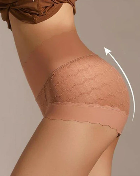Atmungsfreie Nahtlose High-Waist Spitzen Slip