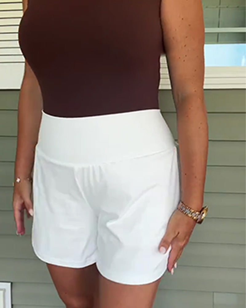 Shorts Hohe Taille Anti-Exposition Doppelt Lage Sport