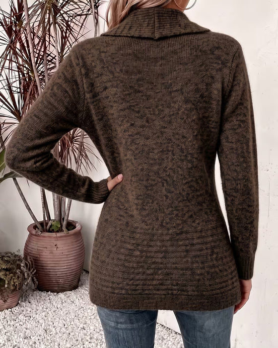 Cardigan Einfarbig Knopf Verziert