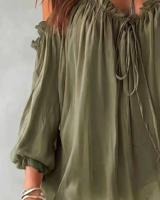 Bluse Rüsche Träger Off-Shoulder