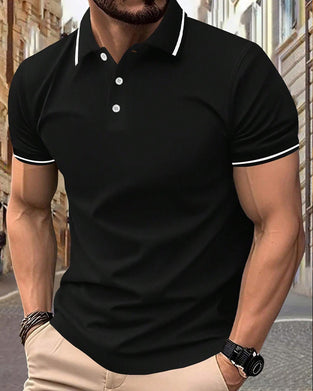 Hemd Herren Regular Fit Kontrastbündchen Kurzarm Strick-Polo
