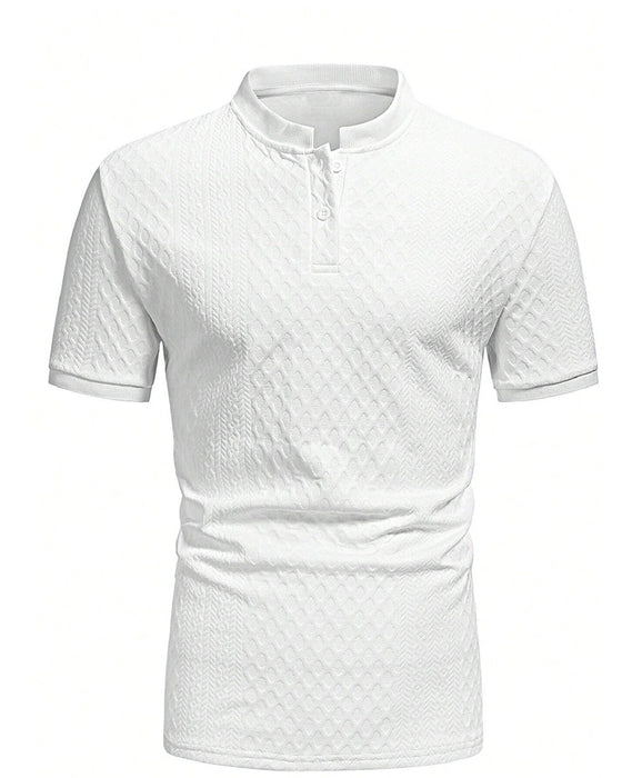 T-Shirt Herren Jacquard Stehkragen