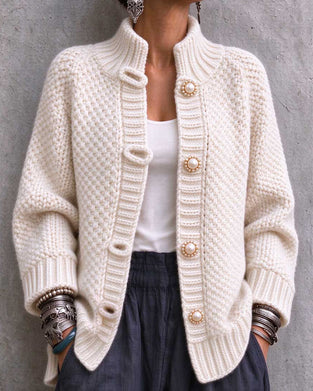 Cardigan Perlenknopf Grobstrick