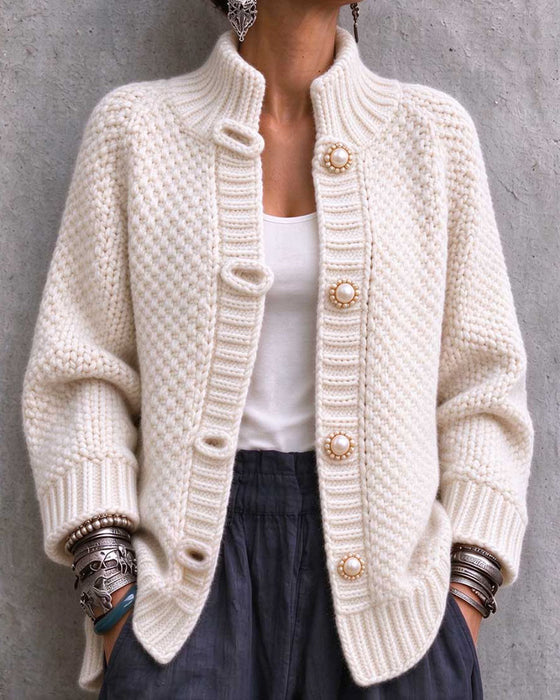 Cardigan Perlenknopf Grobstrick