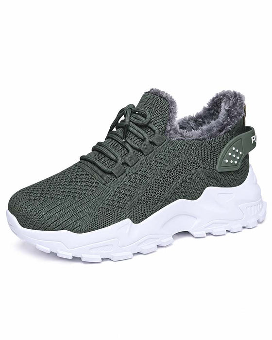 Sneaker Dicke Sohle Fleece Gefüttert Schnee