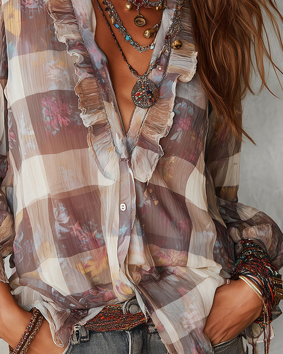 Hemd Karo Rüsche Design