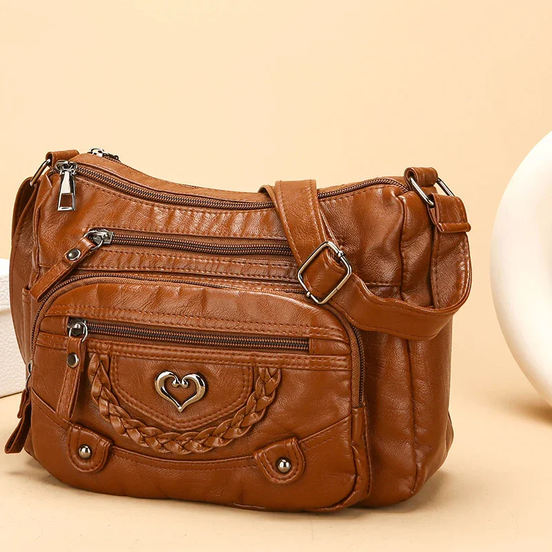 Damen Weiche PU Leder Multi-Tasche Crossbody Tasche