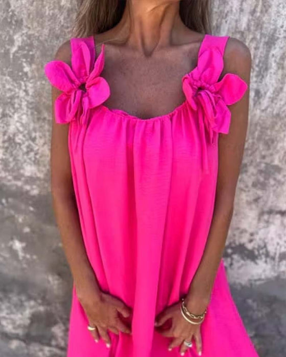 Kleid Knospensaum Träger Locker Lässig
