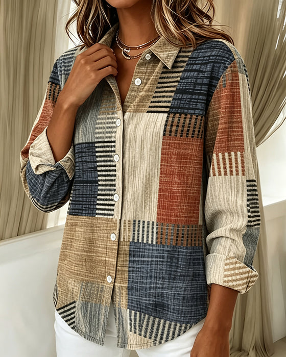 Hemd Vintage Gewaschen Print Revers