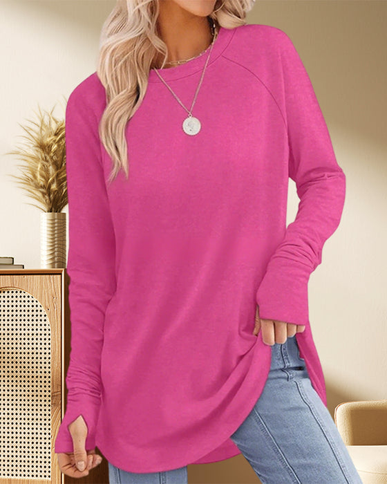 Rundhalsausschnitt Raglan Colorblock Langarmshirt