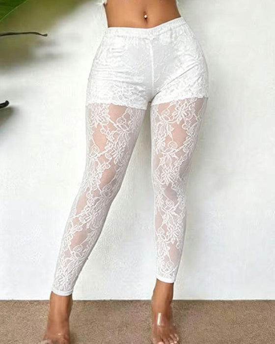 Hose Transparent Spitze Schmal