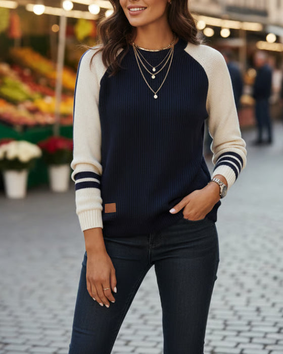 Pullover mit modischem Kontrastfarbdesign