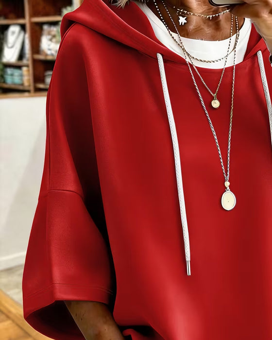Hoodie Loose Sieben-Viertel Ärmel
