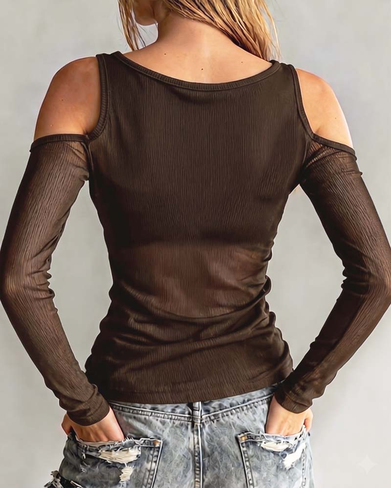 Bluse Gekreuzt V-Ausschnitt Off-Shoulder