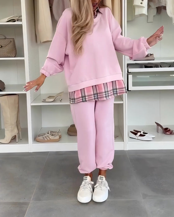 Set einfarbig und kariert Patchwork Sport