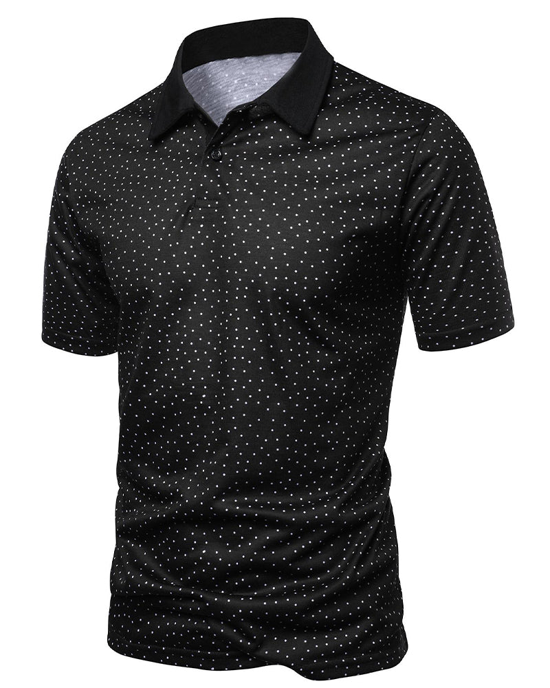 Lässiges Polo-Kragen-T-Shirt Mit Kleinen Punkten