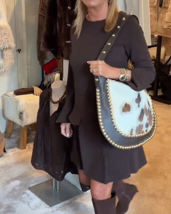 Kleid A Saum Schlitz Manschetten